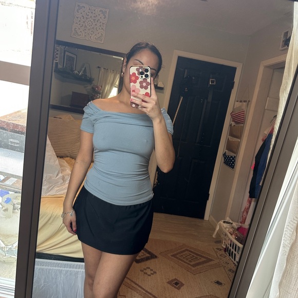 Carbon Blue Off-Shoulder Women's Top - Picture 7 of 7